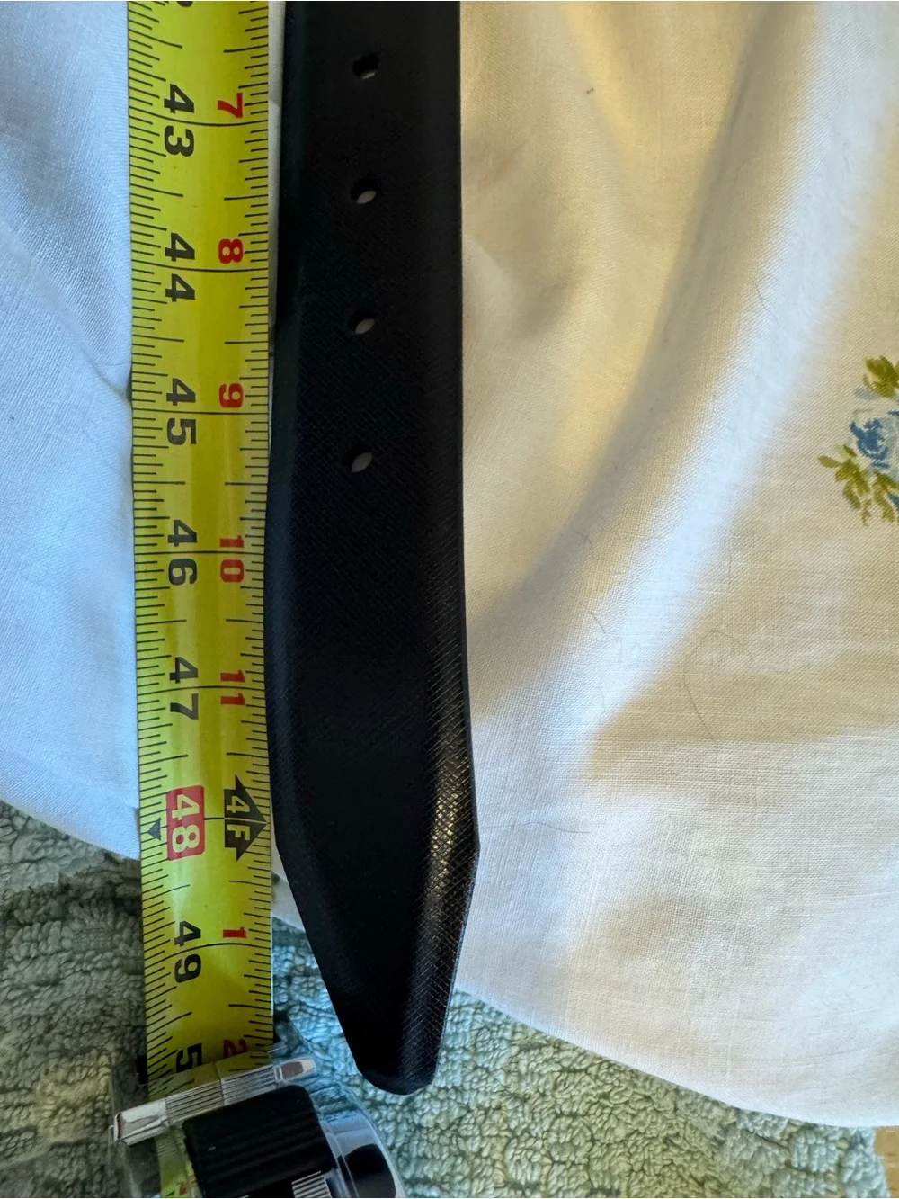 Nordstrom Men's Shop Black Leather Belt with Silver Buckle Size 44 waist